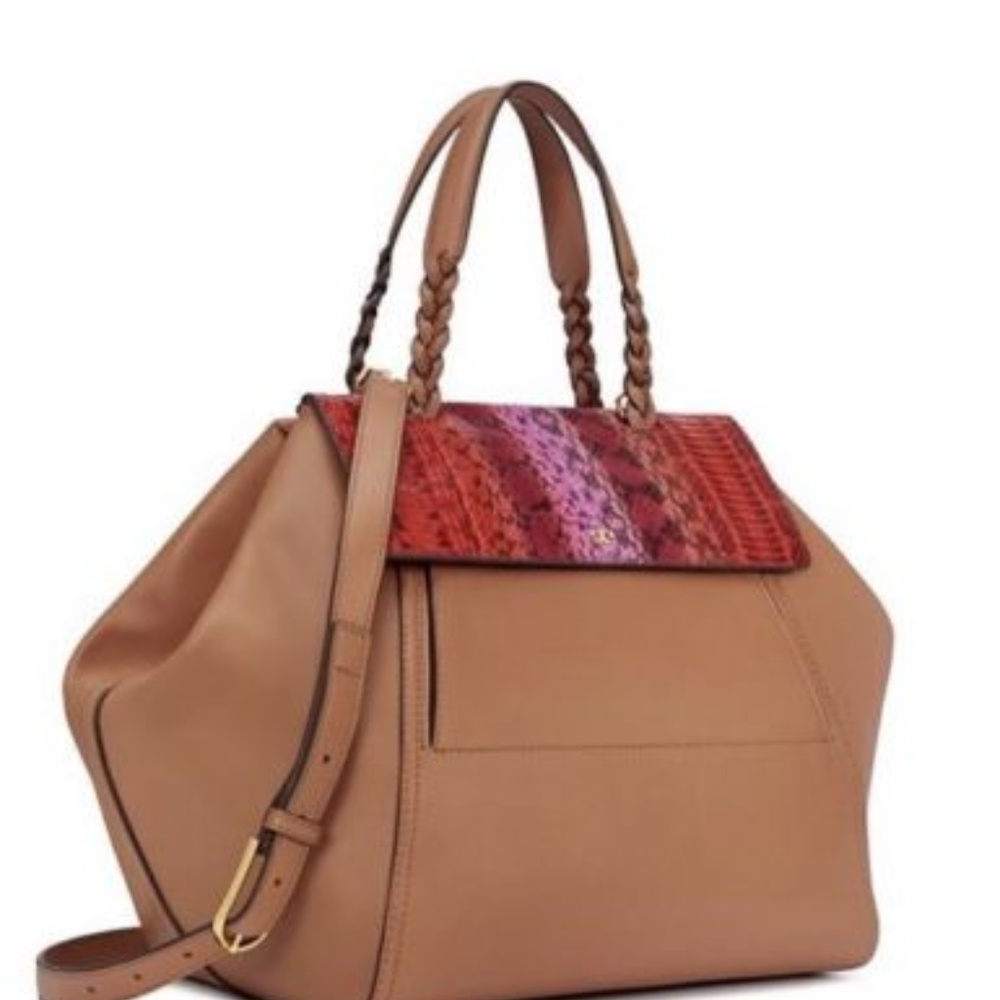 Tory Burch: Large Half-Moon Snake Satchel